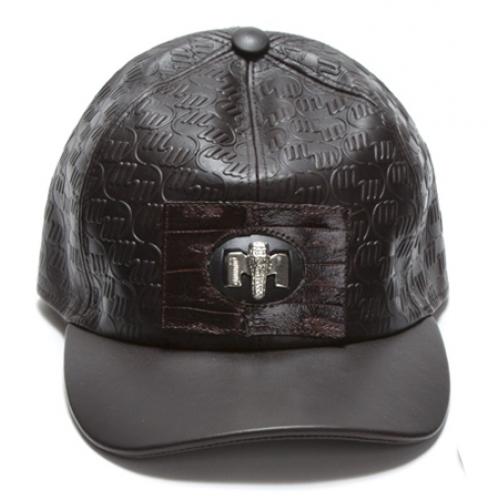 Mauri H52 Dark Brown Genuine Baby Crocodile / Embossed Nappa Leather Hat
